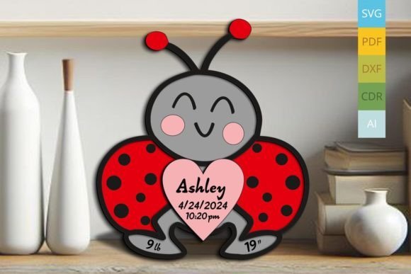 Letrero De Anuncio De Nacimiento De Bebe Con Mariquita Creativo Digital